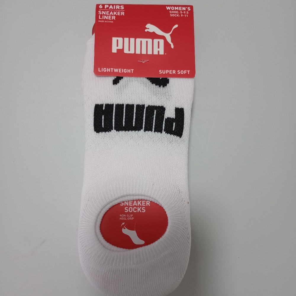 NWT  Puma White Lightweight No Show  Socks